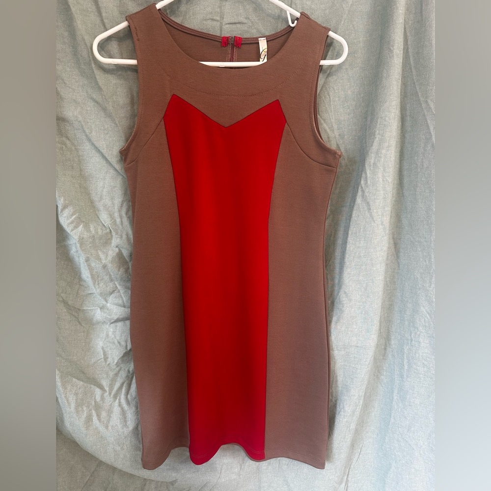 Elegant Red and Brown Women's Dress